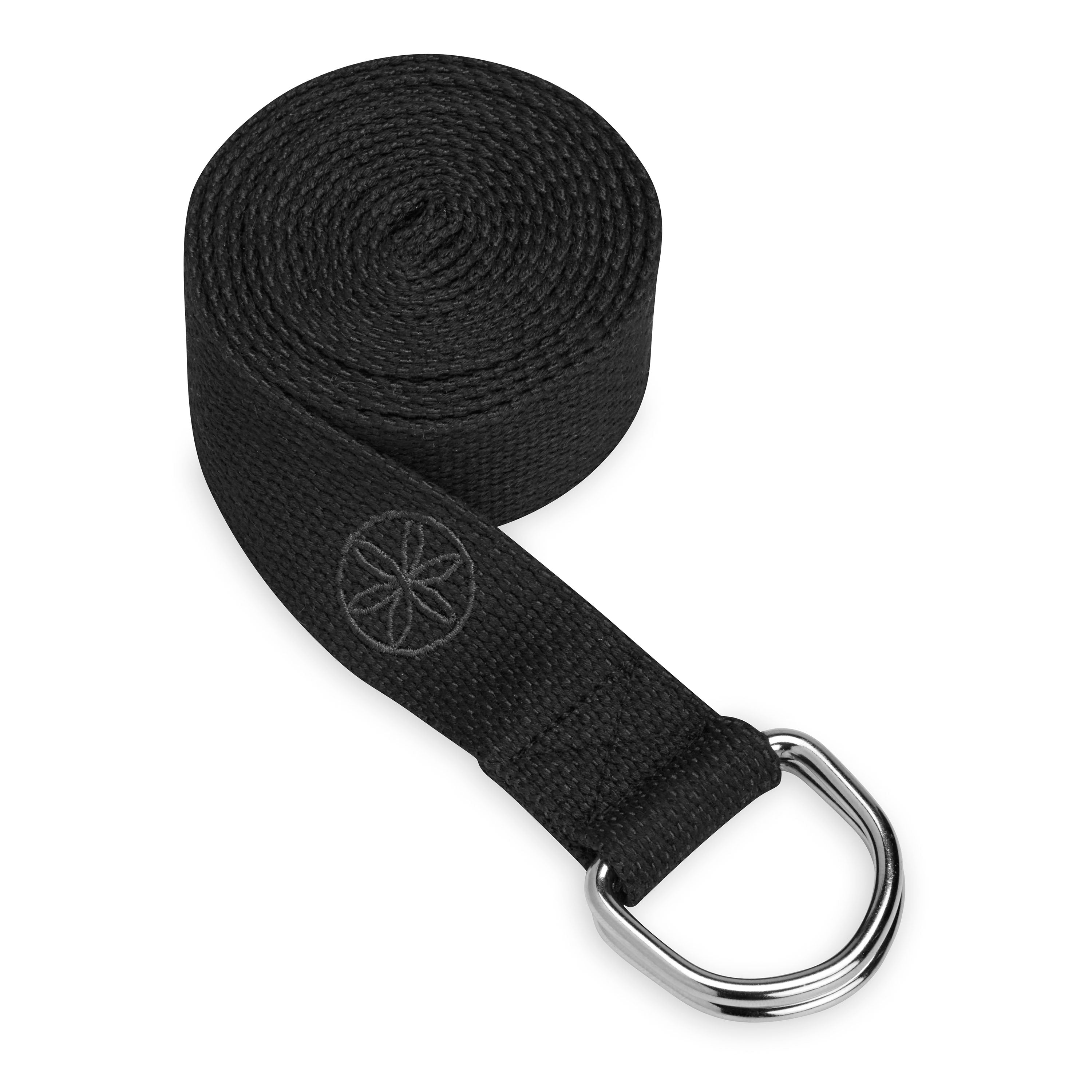 Black 8ft Yoga Strap spiraled 